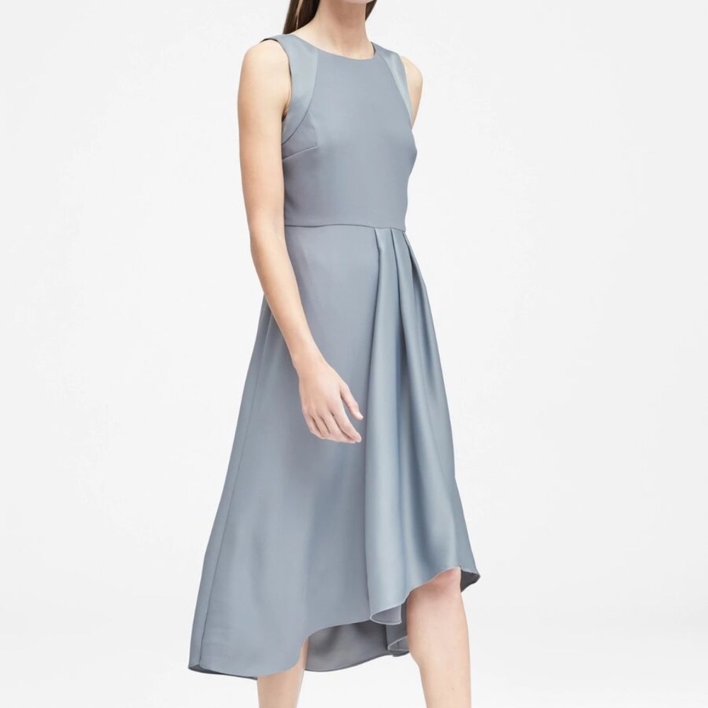 Banana Republic Sleeveless Asymmetrical Hem Grey Midi Dress Women's Size 0